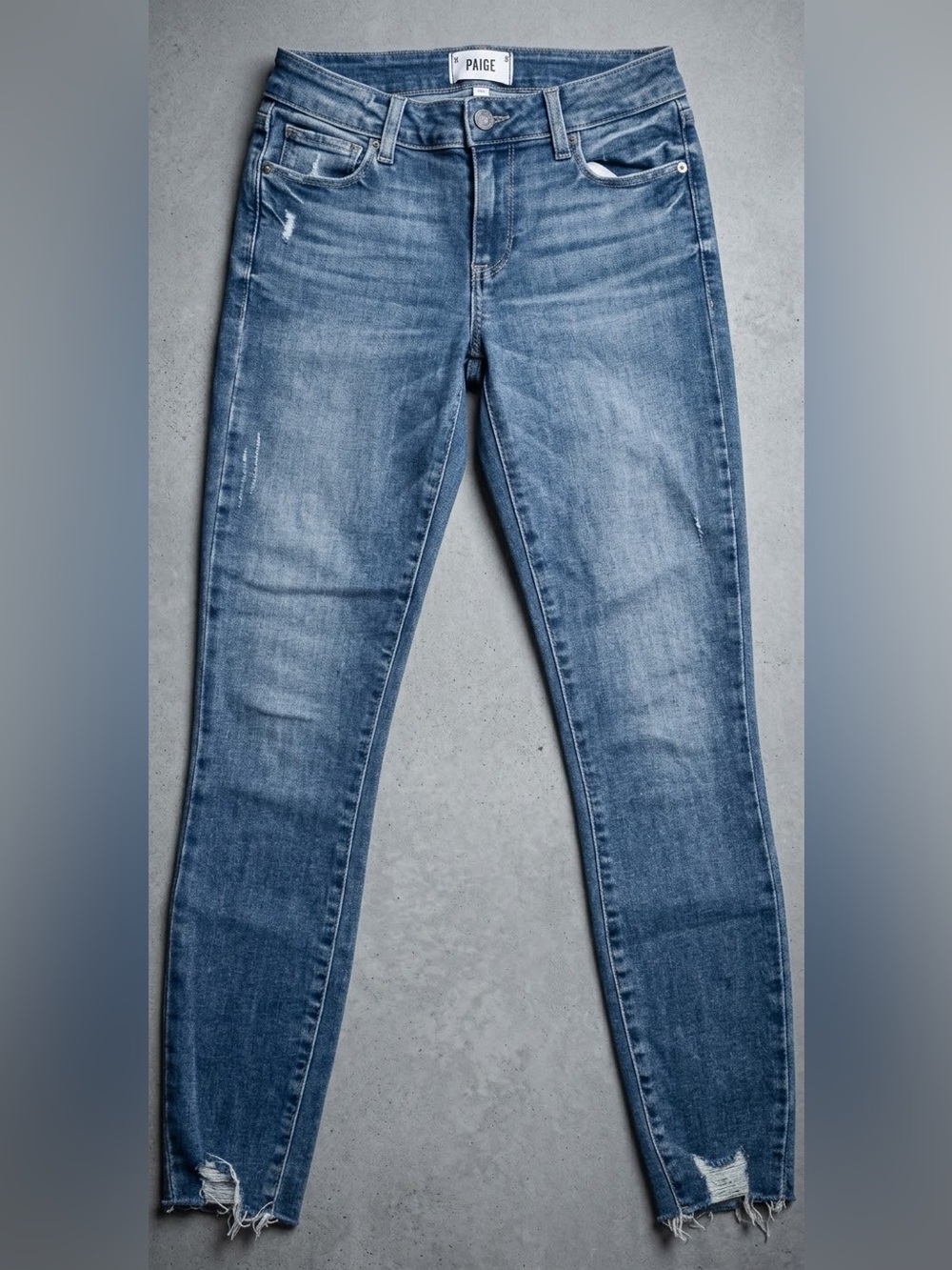 PAIGE Verdugo Ankle Distressed Skinny Jeans Size 24 Raw Hem